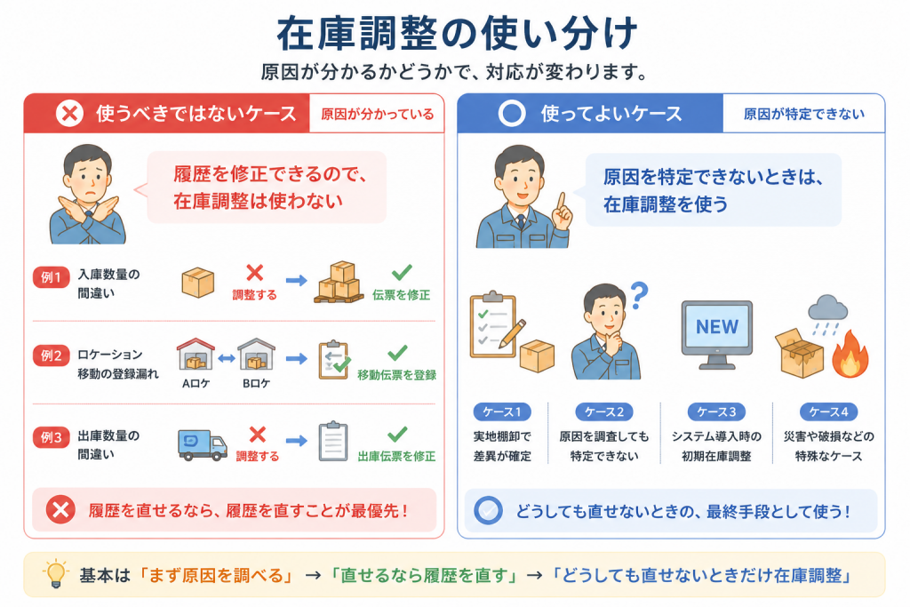 在庫調整の使い分け